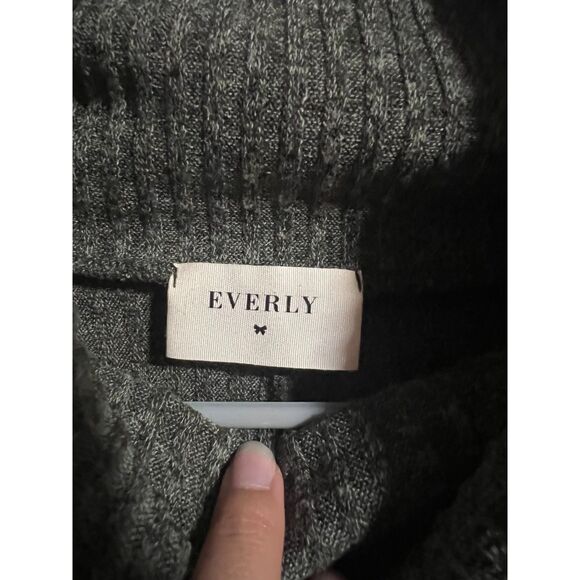 Anthropologie Everly Short Sleeve Turtleneck Ribbed Sweater Mini Dress Green L - Picture 3 of 5